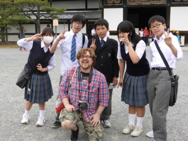 I didn't get far before a young girl approached me and asked if I wouldn't mind if her and her classmates could take their picture with me. I guess, out in Kyoto, foreigners are a rarity.